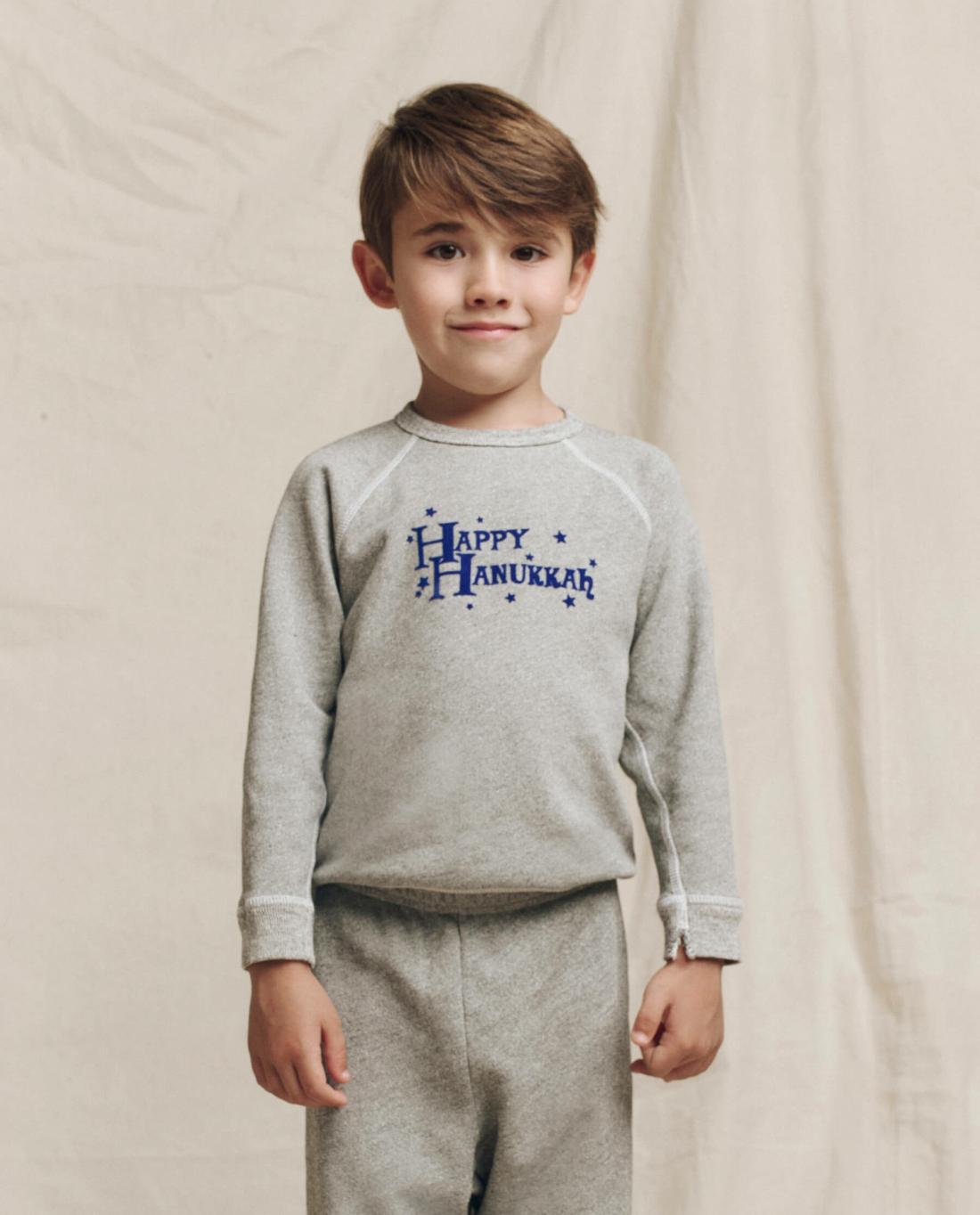 Tees &amp; Sweats | Kids The Great. The Little College Sweatshirt. Graphic Varsity Grey With Hannukah G