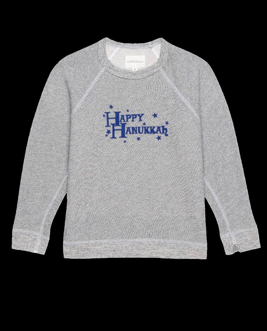 Tees &amp; Sweats | Kids The Great. The Little College Sweatshirt. Graphic Varsity Grey With Hannukah G