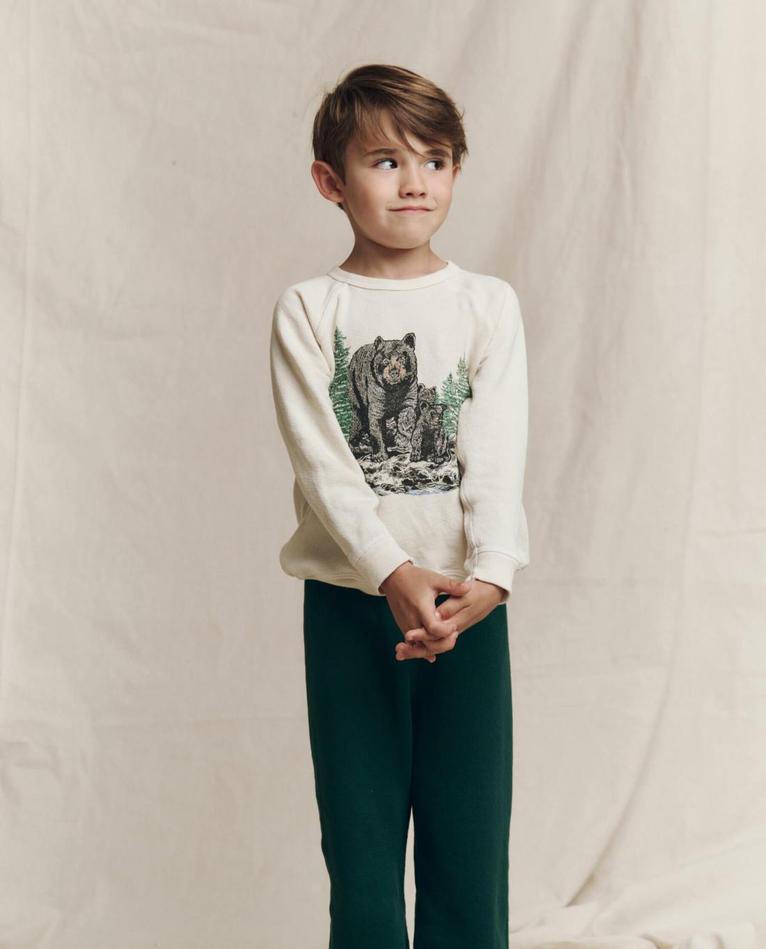 Tees &amp; Sweats | Kids The Great. The Little College Sweatshirt. Graphic Washed White With Black Bear
