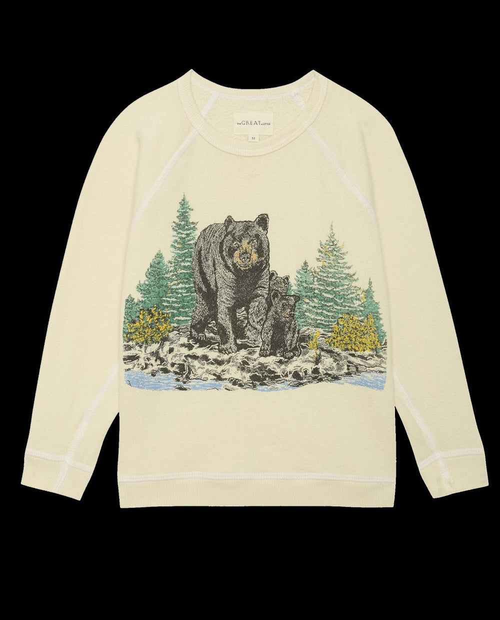 Tees &amp; Sweats | Kids The Great. The Little College Sweatshirt. Graphic Washed White With Black Bear