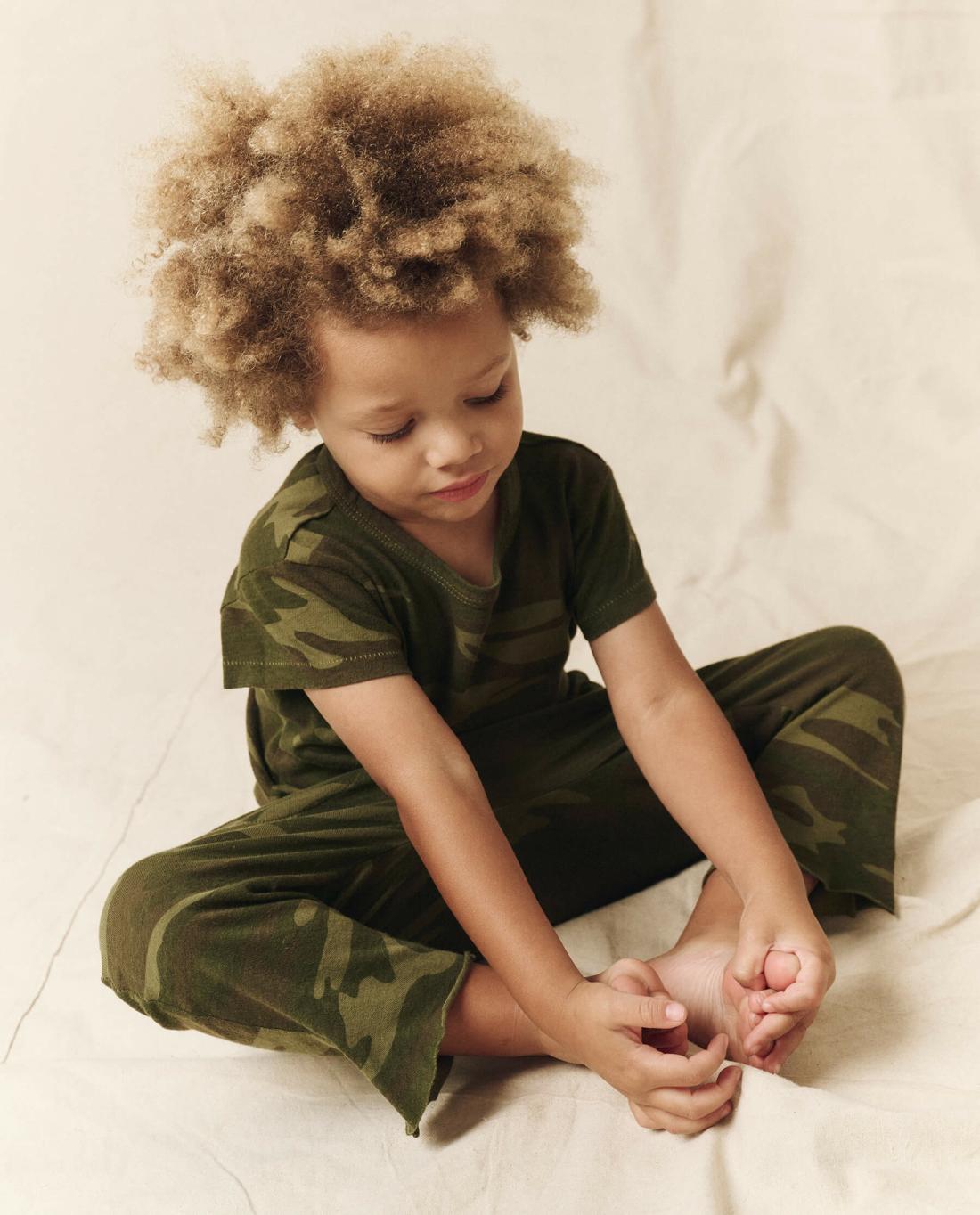 Tees &amp; Sweats | Kids The Great. The Little Jersey Crop. Solid Deep Woods Camo