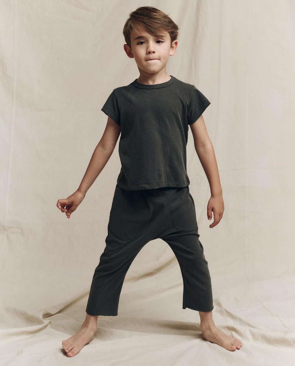 Tees &amp; Sweats | Kids The Great. The Little Jersey Crop. Solid Washed Black