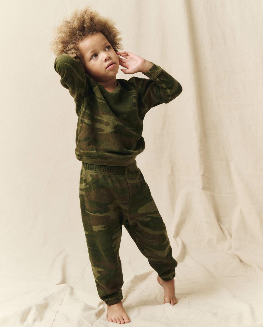 Tees &amp; Sweats | Kids The Great. The Little Stadium Sweatpant. Novelty Deep Woods Camo