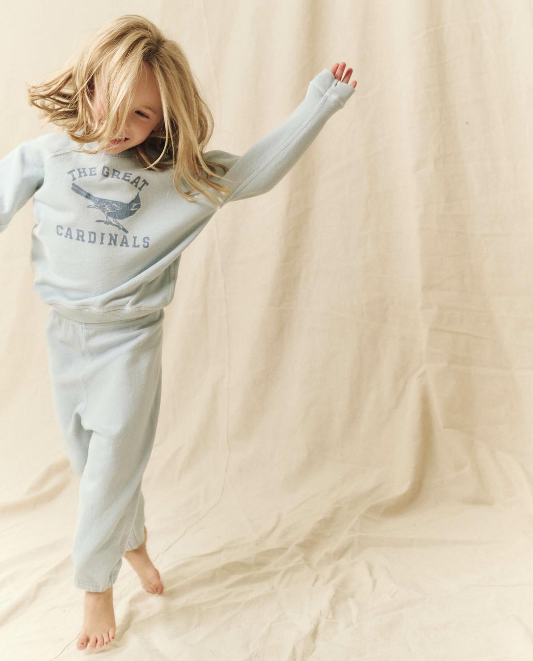 Tees &amp; Sweats | Kids The Great. The Little Stadium Sweatpant. Solid Light Sky