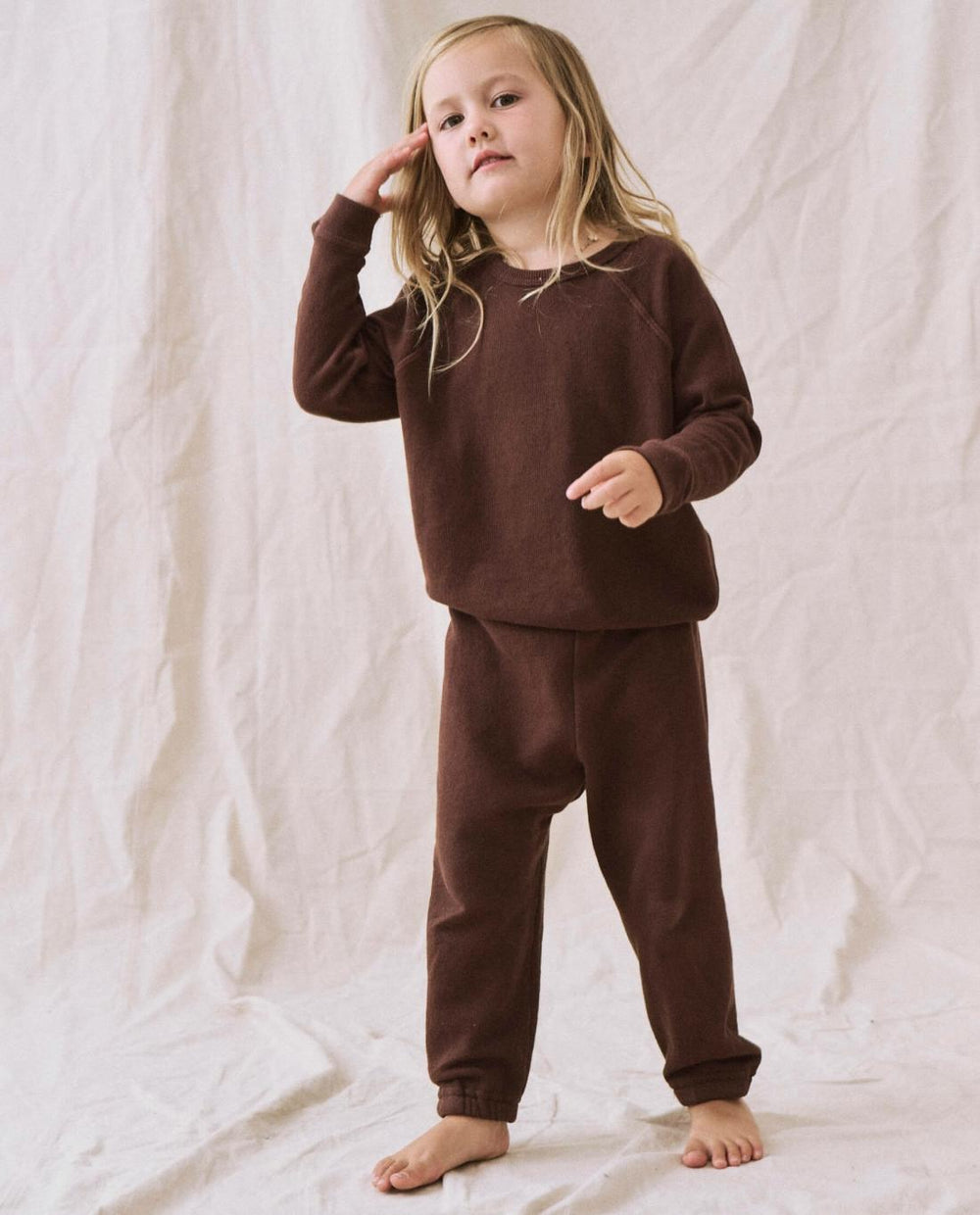 Tees &amp; Sweats | Kids The Great. The Little Stadium Sweatpant. Solid Toasted Walnut