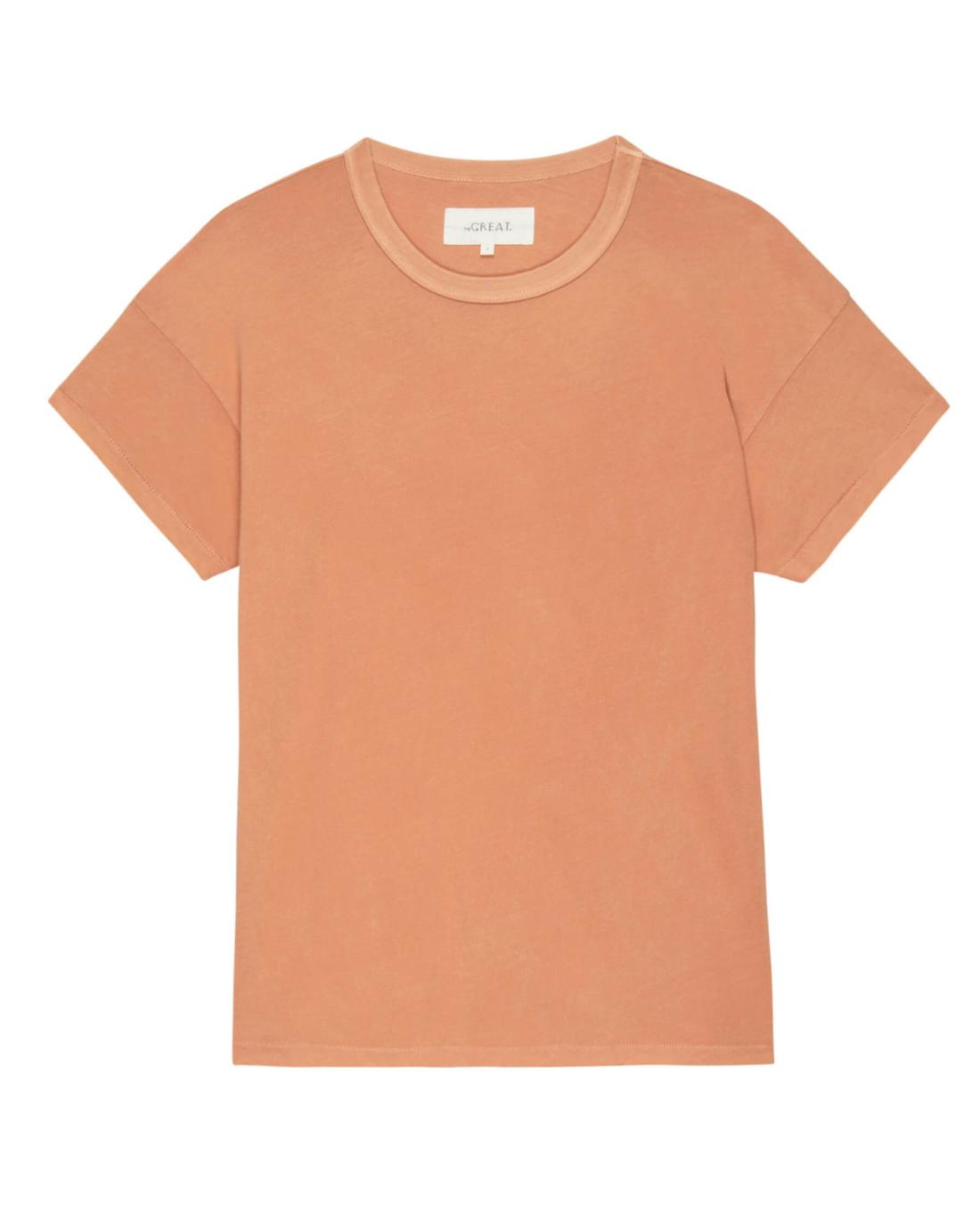 Tees | Women The Great. The Boxy Crew. Solid Sun Dried Orange