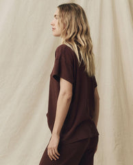 Tees | Women The Great. The Boxy Crew. Solid Toasted Walnut