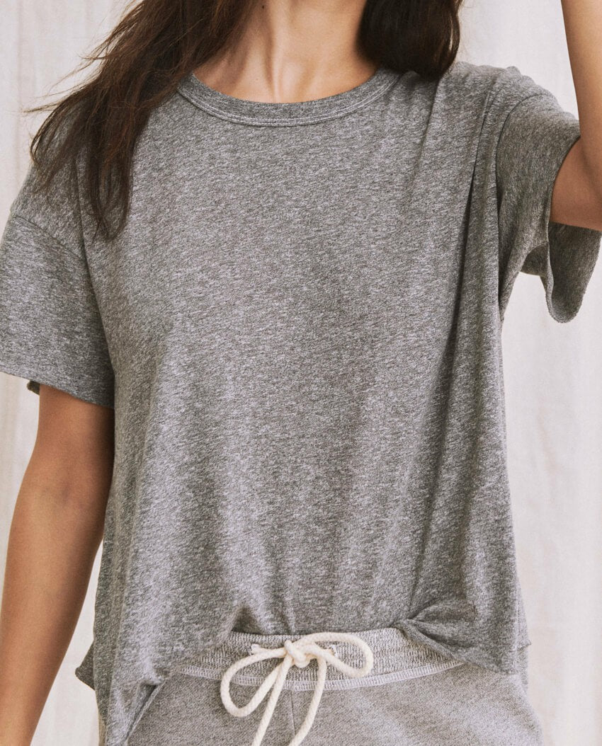 Tees | Women The Great. The Crop Tee. Solid Heather Grey