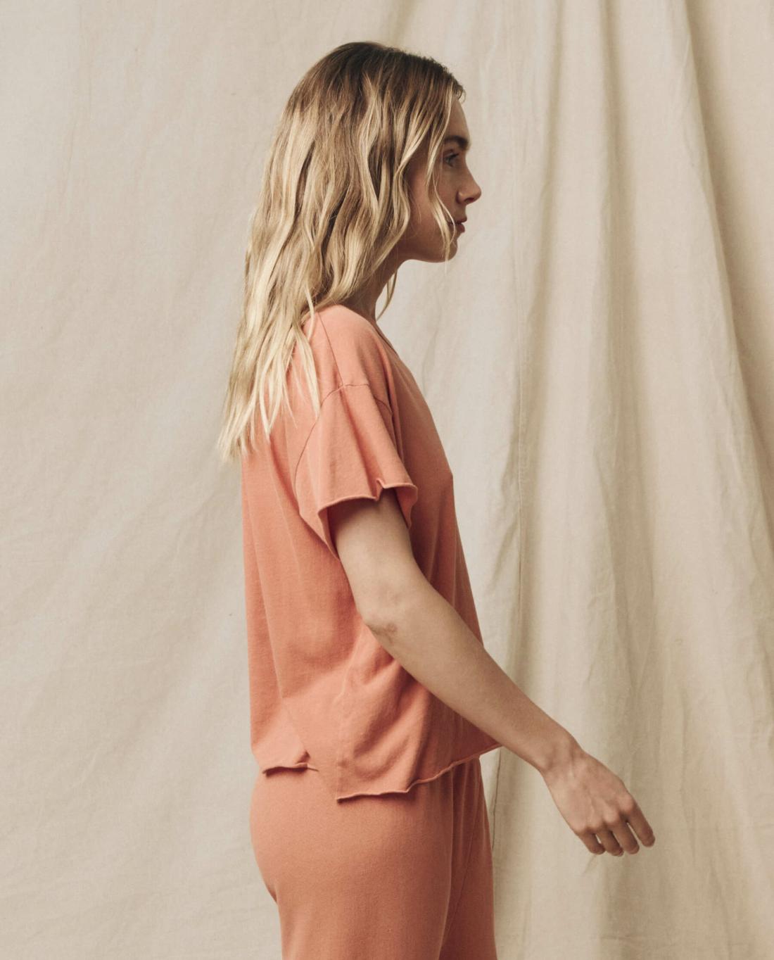 Tees | Women The Great. The Crop Tee. Solid Sun Dried Orange