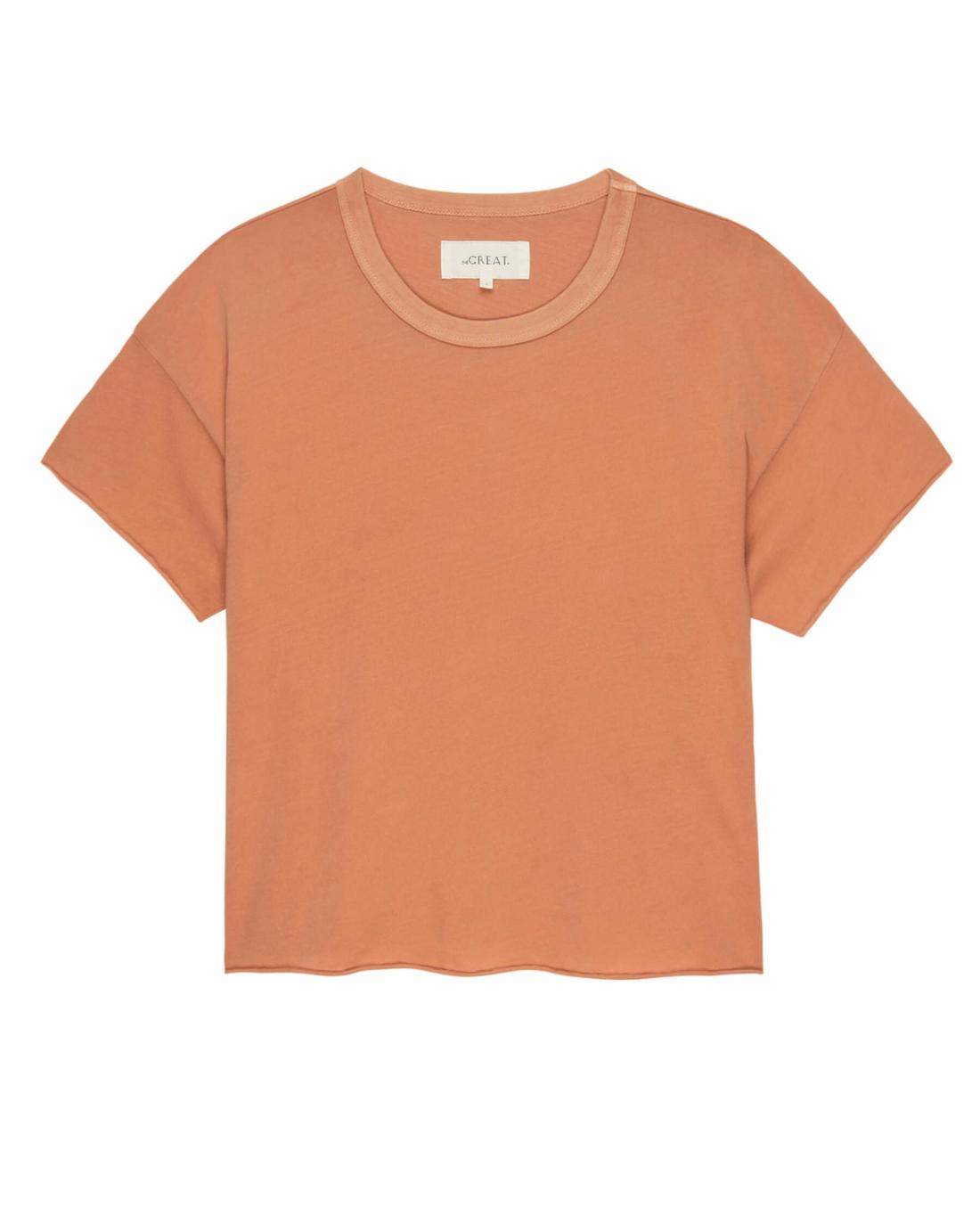 Tees | Women The Great. The Crop Tee. Solid Sun Dried Orange