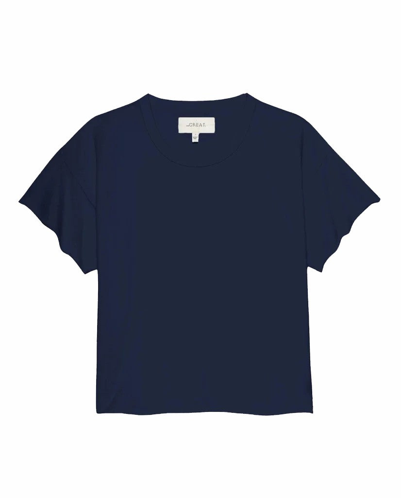 Tees | Women The Great. The Crop Tee. Solid True Navy