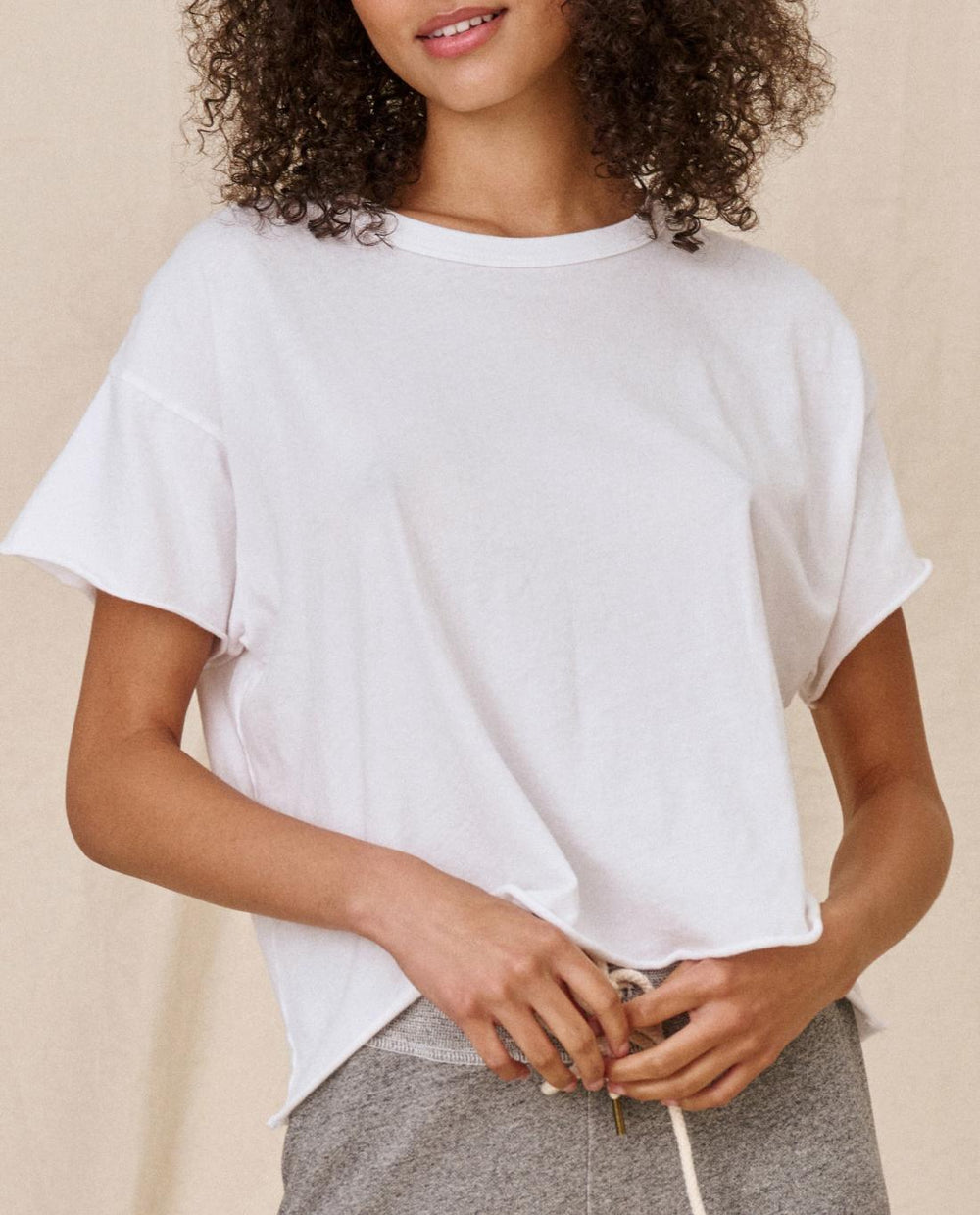 Tees | Women The Great. The Crop Tee. Solid True White