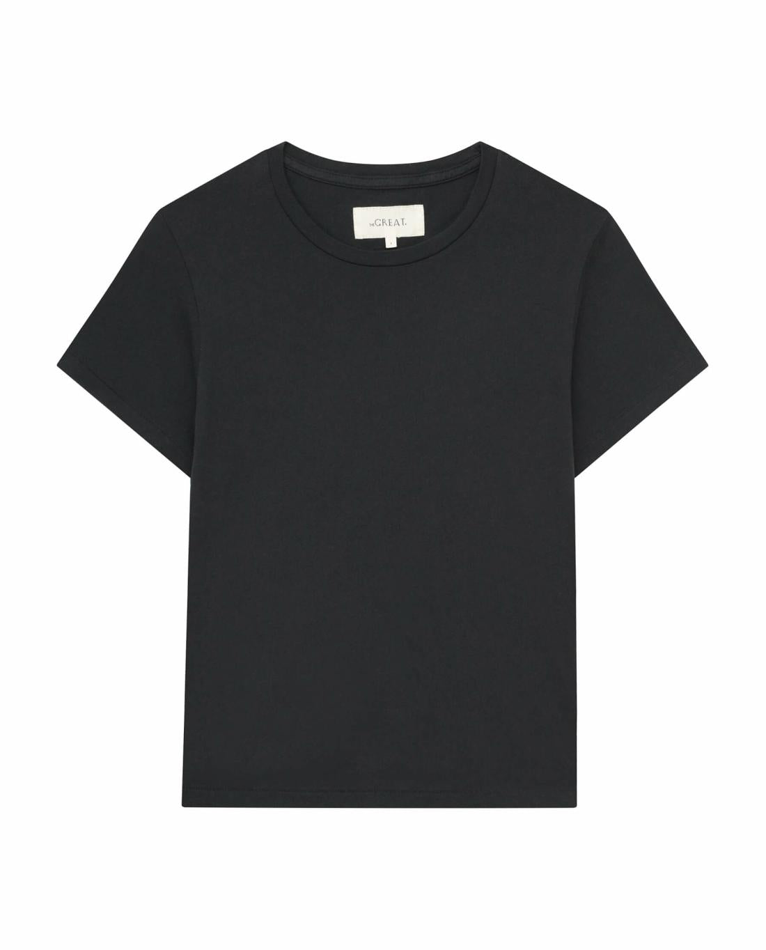 Tees | Women The Great. The Little Tee. Solid Almost Black