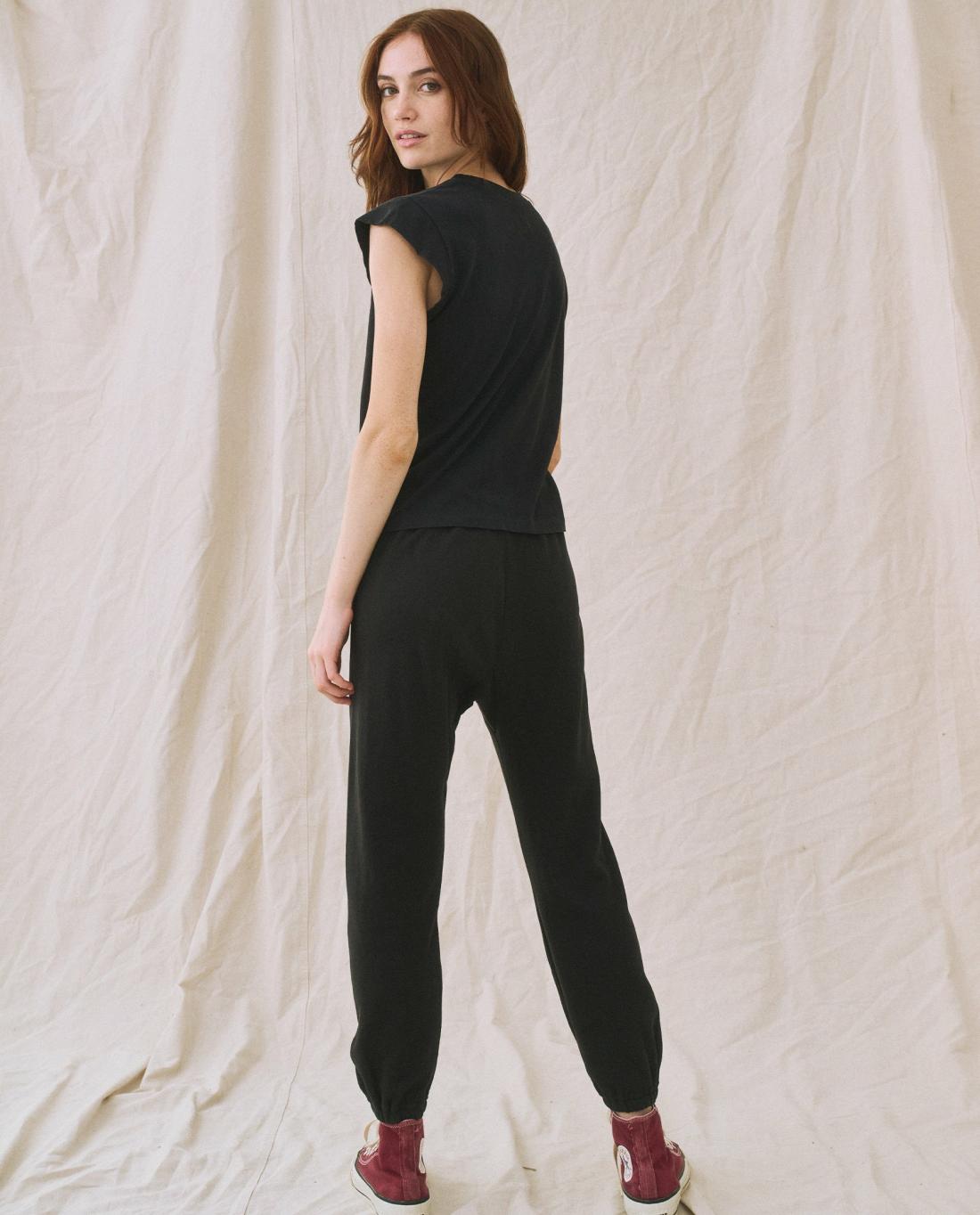 Tees | Women The Great. The Peak Shoulder Tee. Almost Black