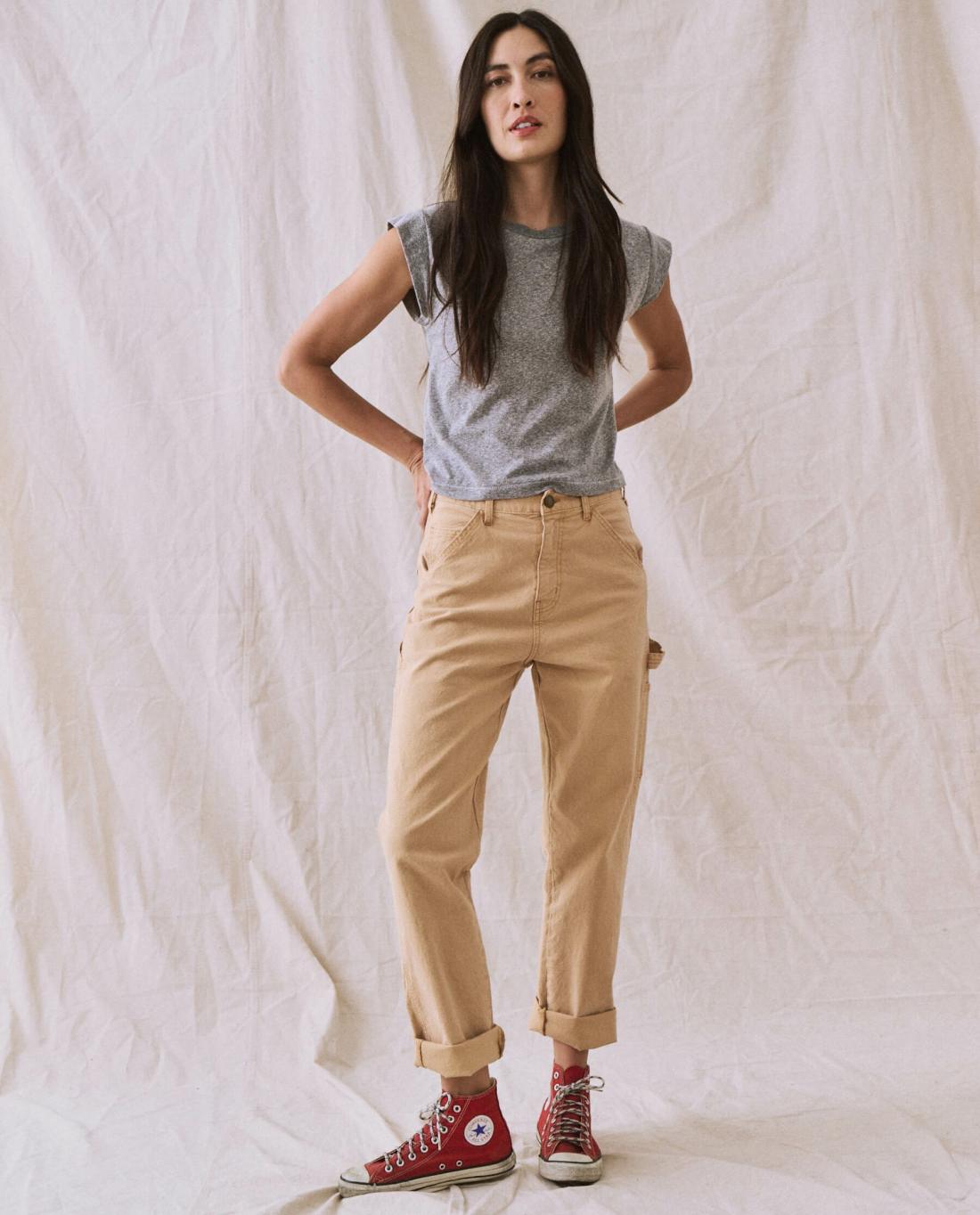 Tees | Women The Great. The Peak Shoulder Tee. Heather Grey