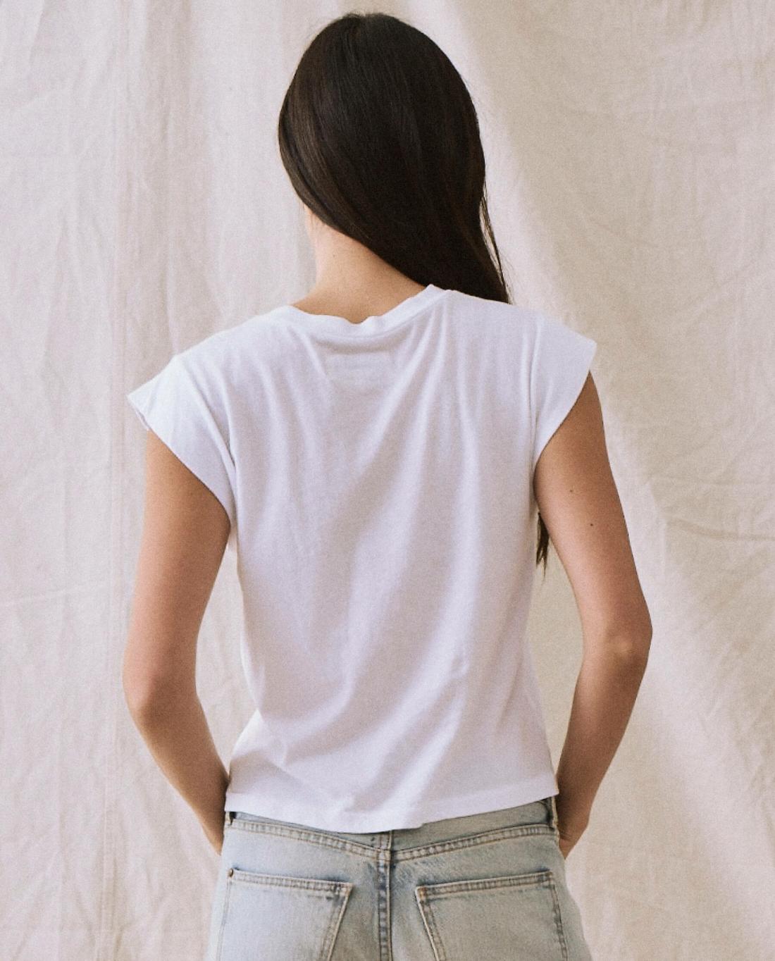 Tees | Women The Great. The Peak Shoulder Tee. True White