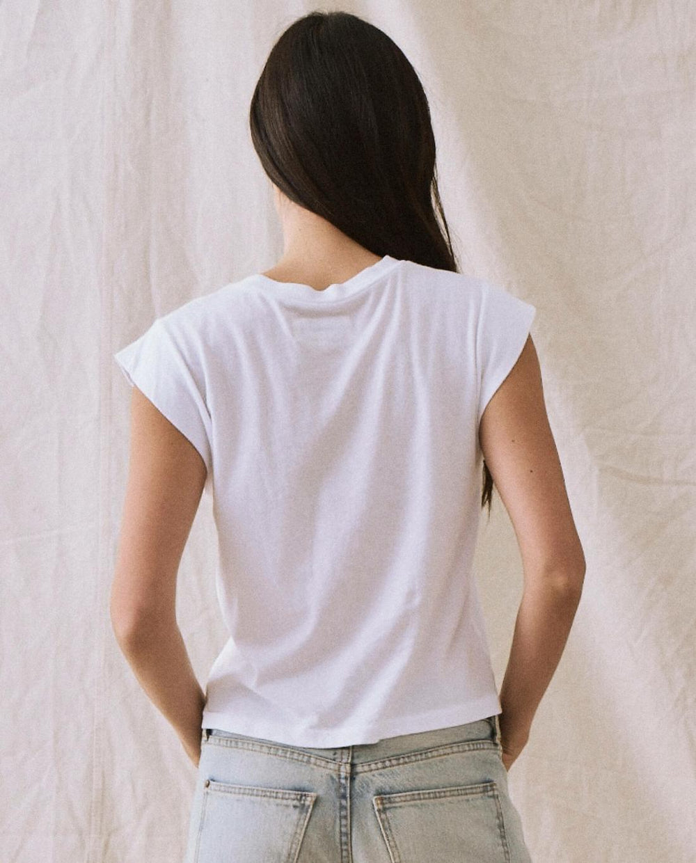 Tees | Women The Great. The Peak Shoulder Tee. True White