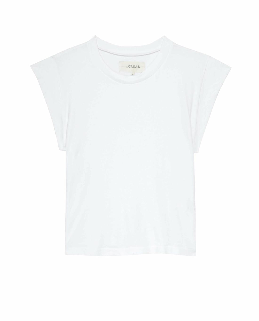 Tees | Women The Great. The Peak Shoulder Tee. True White