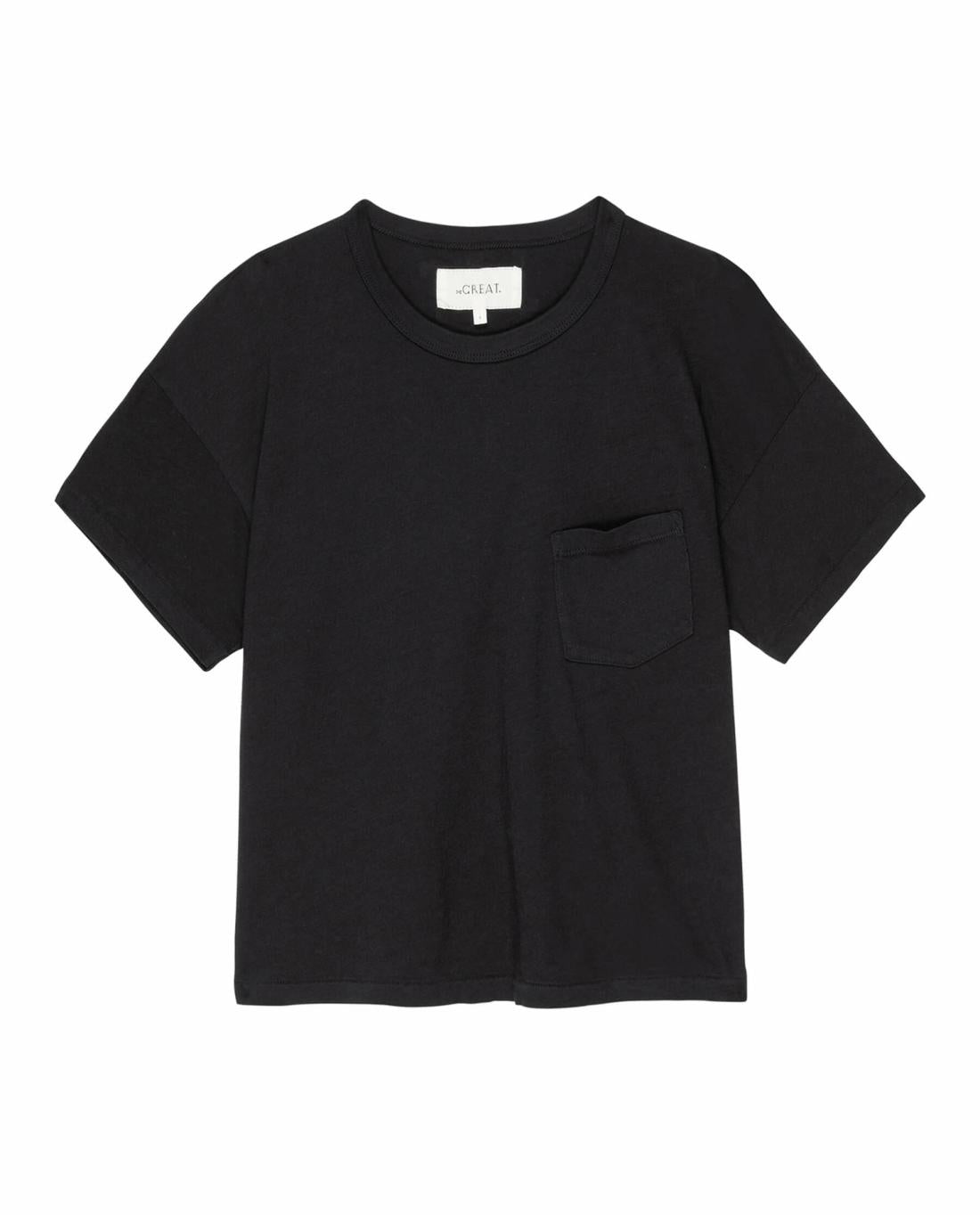 Tees | Women The Great. The Pocket Tee. Solid Almost Black