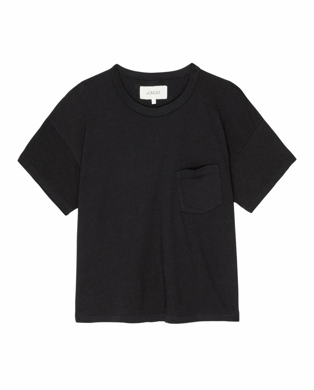 Tees | Women The Great. The Pocket Tee. Solid Almost Black