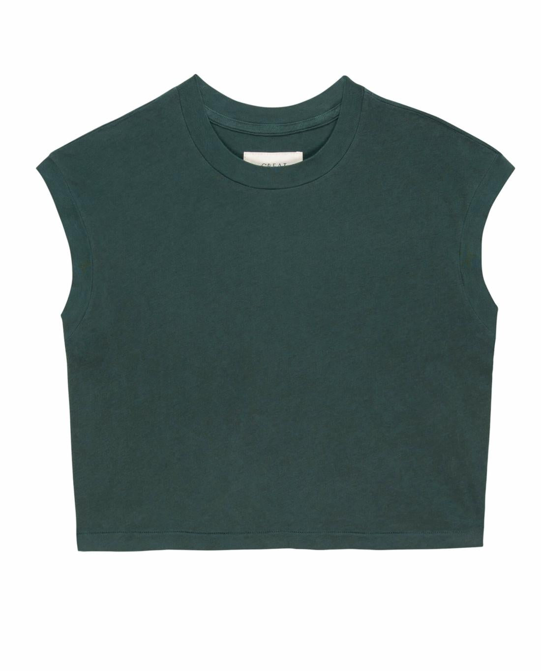 Tees | Women The Great. The Square Tee. Solid Deep Sea Green
