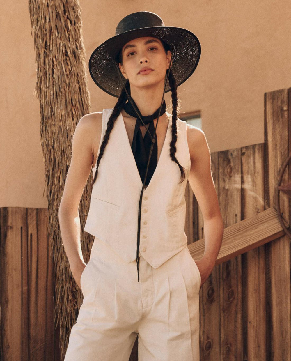 Tops | Women The Great. The Suit Vest. Natural Hemp