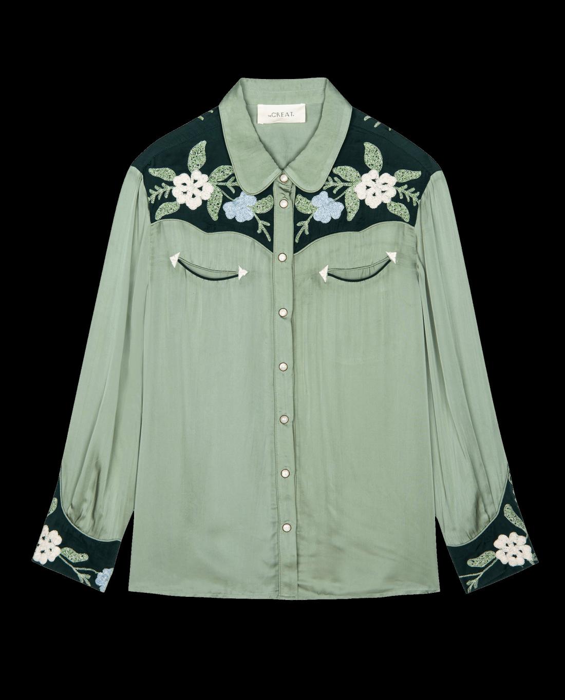 Tops | Women The Great. The Western Heritage Shirt. Dried Sage